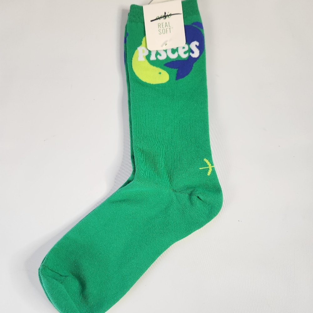 Aerie Zodiac Pisces Crew Socks One Size Green